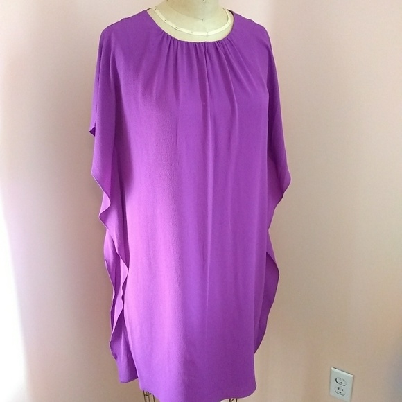 Halston Cocoon Dress Jewel Tone Flutter Sleeve NWT - Picture 2 of 6